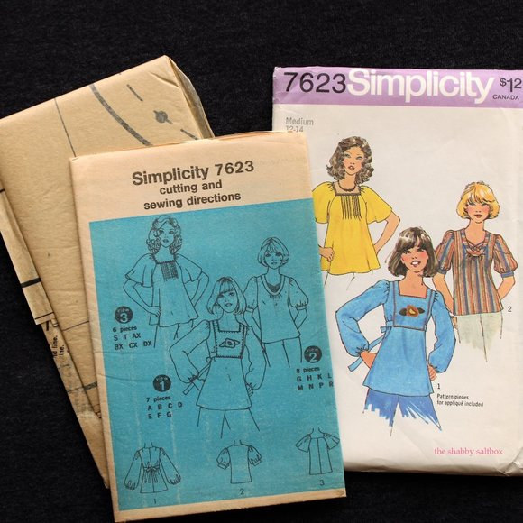 Vtg Simplicity #7623 Sewing Pattern Boho 1970s Smock Top Hippie UNCUT 34-36 Bust - Picture 1 of 5